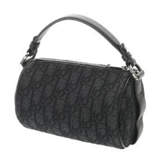 Dior ROLLER Bag Black Oblique Jacquard Canvas Calf Leather Handbag - Picture 2 of 10